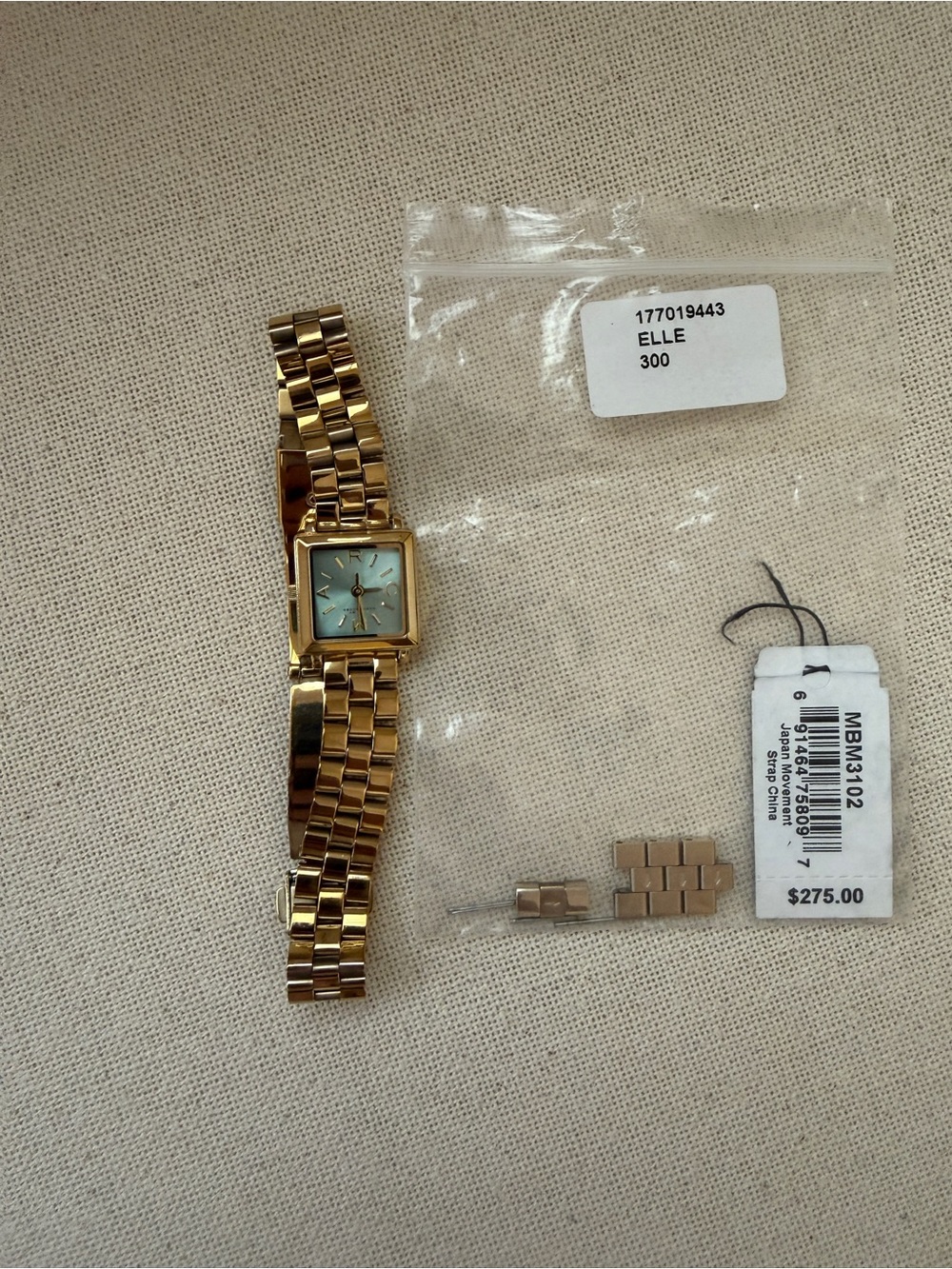 Marc By Marc Jacobs Gold-Tone Square Face Women's Watch with Link Bracelet